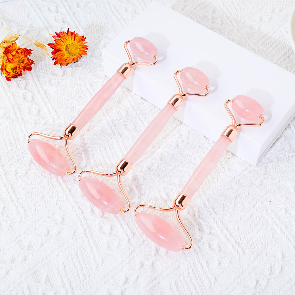 Jade Roller Massager Natural High Quality Pink Crystal Facial Special Beauty Massage Set Box