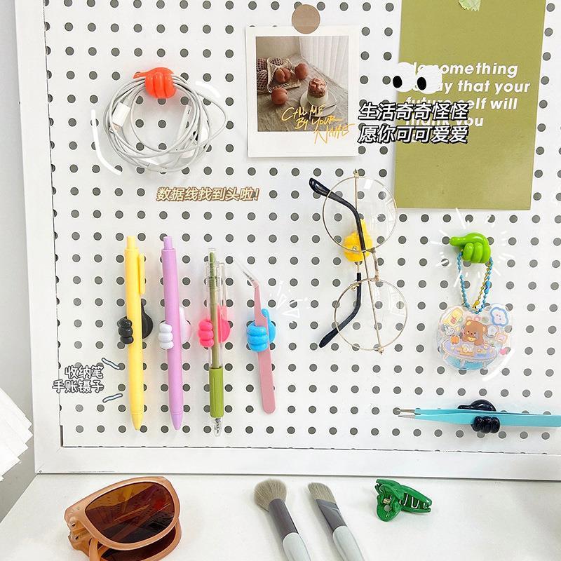 Thumb hook hub creative cute data cable storage fixed cable organizer no trace hole-free sticky hook