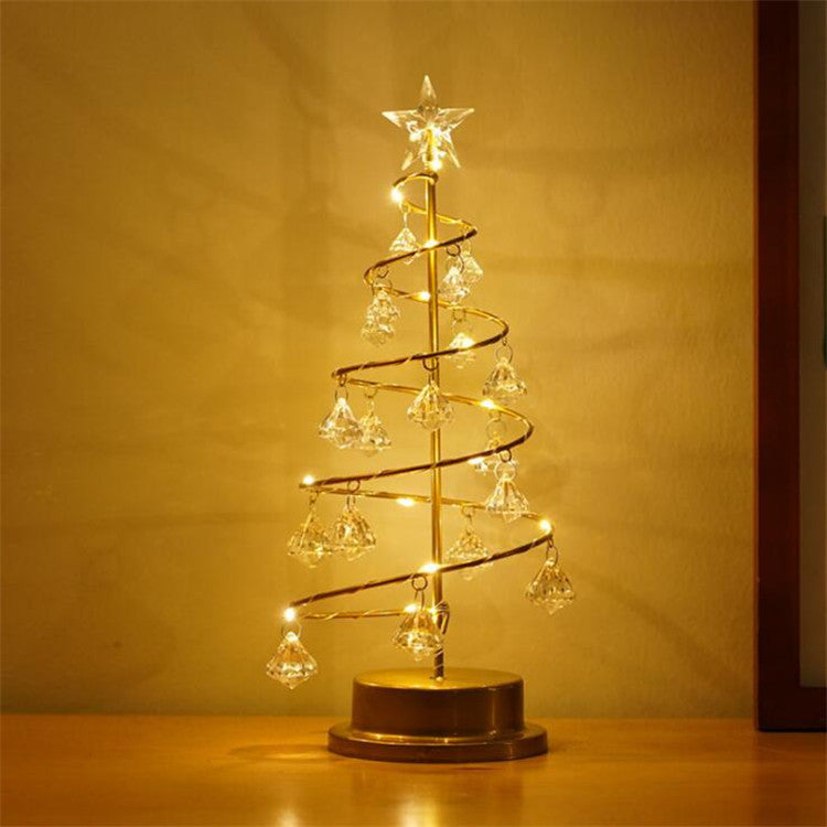 LED iron night light crystal Christmas tree light birthday room bedroom atmosphere light decoration light luxury table lamp wholesale